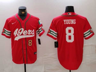 Men's NFL San Francisco 49ers #8 Steve Young Red Gold Number Mexico Patch Cool Base Stitched Baseball Jersey