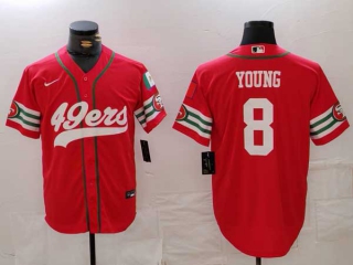 Men's NFL San Francisco 49ers #8 Steve Young Red Mexico Patch Cool Base Stitched Baseball Jersey