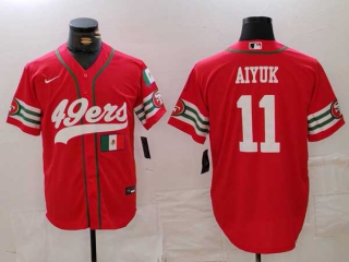 Men's NFL San Francisco 49ers #11 Brandon Aiyuk Red Mexico Patch Cool Base Stitched Baseball Jerseys