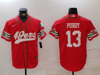 Men's NFL San Francisco 49ers #13 Brock Purdy Red Mexico Patch Cool Base Stitched Baseball Jersey