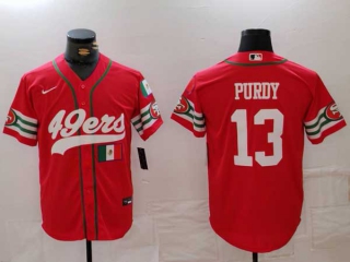 Men's NFL San Francisco 49ers #13 Brock Purdy Red Mexico Patch Cool Base Stitched Baseball Jerseys