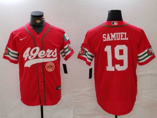 Men's NFL San Francisco 49ers #19 Deebo Samuel Red Logo Mexico Patch Cool Base Stitched Baseball Jersey