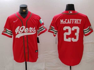 Men's NFL San Francisco 49ers #23 Christian McCaffrey Red Mexico Patch Cool Base Stitched Baseball Jersey