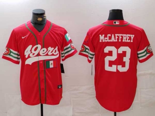 Men's NFL San Francisco 49ers #23 Christian McCaffrey Red Mexico Patch Cool Base Stitched Baseball Jerseys