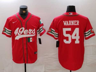 Men's NFL San Francisco 49ers #54 Fred Warner Red Mexico Patch Cool Base Stitched Baseball Jerseys