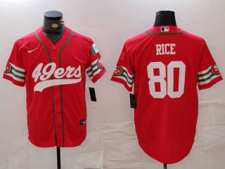 Men's NFL San Francisco 49ers #80 Jerry Rice Red Mexico Patch Cool Base Stitched Baseball Jersey