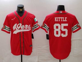 Men's NFL San Francisco 49ers #85 George Kittle Red Mexico Patch Cool Base Stitched Baseball Jersey