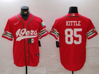 Men's NFL San Francisco 49ers #85 George Kittle Red Mexico Patch Cool Base Stitched Baseball Jerseys