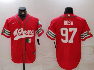 Men's NFL San Francisco 49ers #97 Nick Bosa Red Mexico Patch Cool Base Stitched Baseball Jerseys