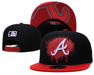 MLB Atlanta Braves New Era Paint Drip Logo Back Patch 9FIFTY Snapback Hat Black Red 6033