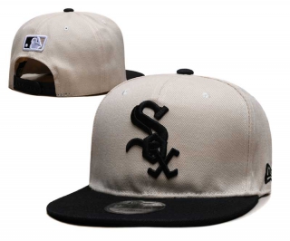 MLB Chicago White Sox New Era Back Patch Embroidered 9FIFTY Snapback Hat Cream Black 6037