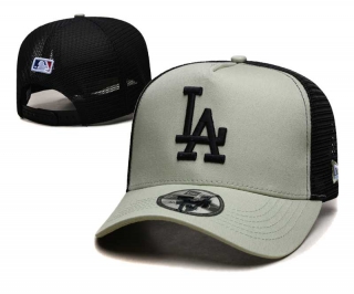 MLB Los Angeles Dodgers New Era Back Patch A-Frame Trucker 9FORTY Adjustable Hat Cream Black 2363