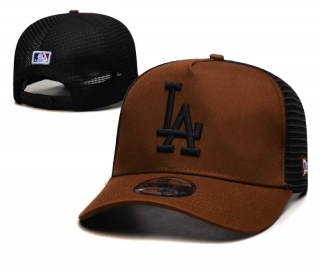 MLB Los Angeles Dodgers New Era Back Patch A-Frame Trucker 9FORTY Adjustable Hat Dark Brown Black 2364