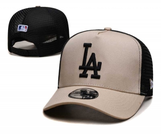 MLB Los Angeles Dodgers New Era Back Patch A-Frame Trucker 9FORTY Adjustable Hat Khaki Black 2369