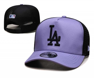 MLB Los Angeles Dodgers New Era Back Patch A-Frame Trucker 9FORTY Adjustable Hat Light Purple Black 2371