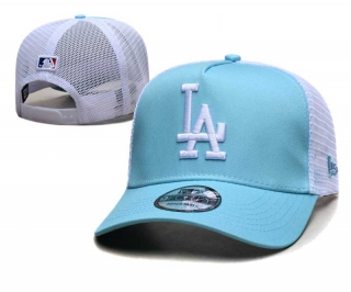 MLB Los Angeles Dodgers New Era Back Patch A-Frame Trucker 9FORTY Adjustable Hat Light Blue White 2370