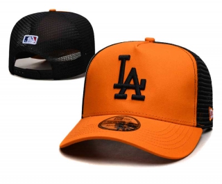 MLB Los Angeles Dodgers New Era Back Patch A-Frame Trucker 9FORTY Adjustable Hat Orange Black 2374