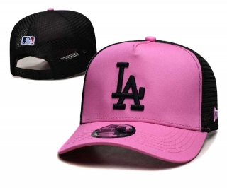 MLB Los Angeles Dodgers New Era Back Patch A-Frame Trucker 9FORTY Adjustable Hat Pink Black 2377