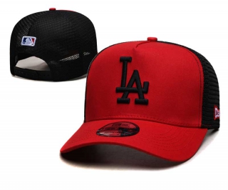 MLB Los Angeles Dodgers New Era Back Patch A-Frame Trucker 9FORTY Adjustable Hat Red White 2380