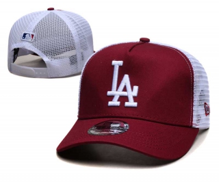 MLB Los Angeles Dodgers New Era Back Patch A-Frame Trucker 9FORTY Adjustable Hat Wine White 2382