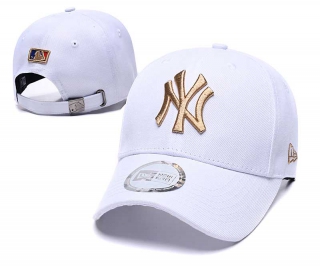 MLB New York Yankees New Era Curved Brim Back Patch Adjustable Hat White Gold 2356