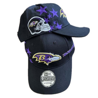 NFL Baltimore Ravens New Era Helmet Side Patch 9FORTY Adjustable Hat Black 2005