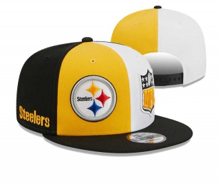 NFL Pittsburgh Steelers New Era Gold Black 2023 Sideline 9FIFTY Snapback Hat 2048