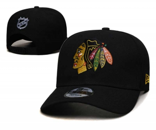 NHL Chicago Blackhawks New Era Black Curved Brim Back Patch 9FIFTY Snapback Hat 2002