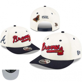 MLB Atlanta Braves New Era x Felt Cream Navy Low Profile 9FIFTY Snapback Hat 1102