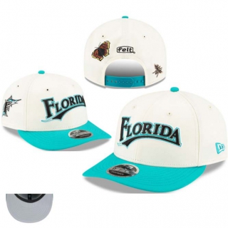 MLB Miami Marlins New Era x Felt Cream Aqua Low Profile 9FIFTY Snapback Hat 1101