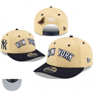 MLB New York Yankees New Era x Felt Light Beige Navy Low Profile 9FIFTY Snapback Hat 1105