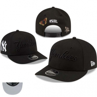 MLB New York Yankees New Era x Felt Black On Black Low Profile 9FIFTY Snapback Hat 1104