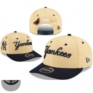 MLB New York Yankees New Era x Felt Light Beige Navy Low Profile 9FIFTY Snapback Hat 1106