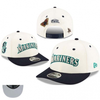 MLB Seattle Mariners New Era x Felt Cream Navy Low Profile 9FIFTY Snapback Hat 1101