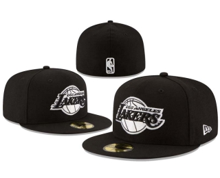 NBA Los Angeles Lakers New Era Black & White 59FIFTY Fitted Hat 8001