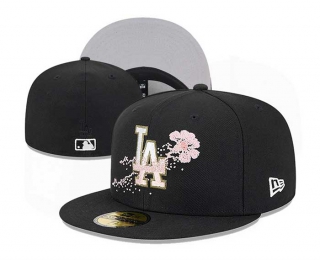 MLB Los Angeles Dodgers New Era Black Dotted Floral 59FIFTY Fitted Hat 3019