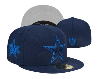 NFL Dallas Cowboys New Era Navy Blue 50th Anniversary Side Patch 59FIFTY Fitted Hat 3006