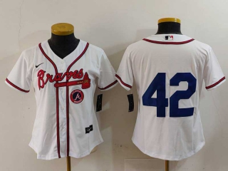 Women's MLB Atlanta Braves White 2024 Jackie Robinson Day Home Stitched Cool Base Nike Baseball Jersey (2)