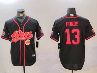 Men's NFL San Francisco 49ers #13 Brock Purdy Black Logo Stitched Patch Baseball Nike Jersey