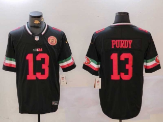 Men's NFL San Francisco 49ers #13 Brock Purdy Black Mexico Edition Golden Gate Bridge Patch Stitched Limited Football Nike Jersey