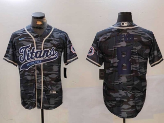 Men's NFL Tennessee Titans #8 Will Levis Camo With Patch Cool Base Stitched Baseball Jersey