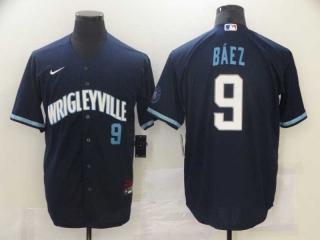 Men's MLB Chicago Cubs #9 Javier Baez Navy City Connect Wrigleyville Flex Base Stitched Nike Baseball Jersey