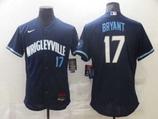 Men's MLB Chicago Cubs #17 Kris Bryant Navy City Connect Wrigleyville Flex Base Stitched Nike Baseball Jersey