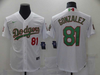 Men's MLB Los Angeles Dodgers #81 Victor Gonzalez White Mexico Flag Themed World Series Cool Base Limited Nike Stitched Jersey