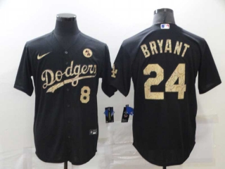 Men's MLB Los Angeles Dodgers Kobe Bryant #8 #24 Black With Patch Cool Base Limited Nike Stitched Jersey