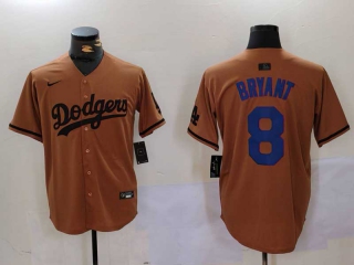 Men's MLB Los Angeles Dodgers Kobe Bryant #8 Camel With Patch Cool Base Limited Nike Stitched Jersey