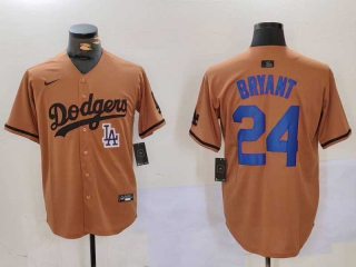 Men's MLB Los Angeles Dodgers Kobe Bryant #24 Camel Logo With Patch Cool Base Limited Nike Stitched Jersey