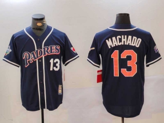 Men's MLB San Diego Padres #13 Manny Machado Navy 1998 World Series Cool Base Stitched Nike Baseball Throwback Jersey