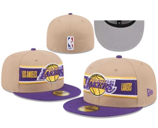 NBA Los Angeles Lakers New Era Beige Purple 2024 NBA Draft 59FIFTY Fitted Hat 8004