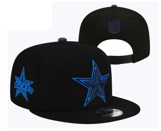 NFL Dallas Cowboys New Era Black 50th Seasons Side Patch 9FIFTY Snapback Hat 3098